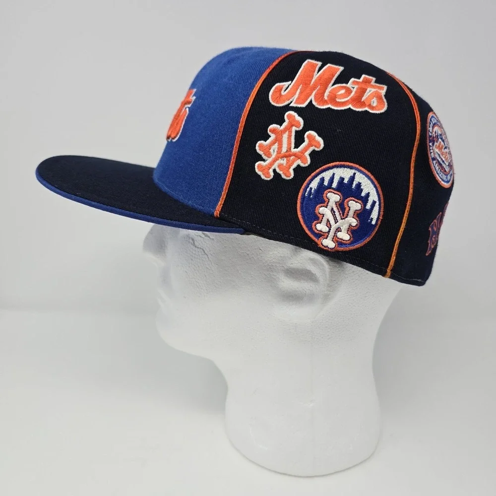 American Needle New York Mets Cooperstown Collection Multi Logo Hat Blue 7 7/8
